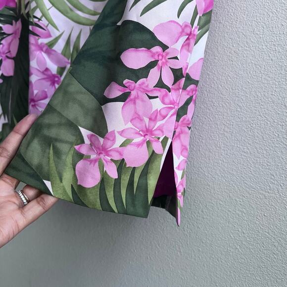 Tommy Bahama Floral 100% Silk Green Mini Tropical Hawaiian Skirt Women's Size 2 - Picture 5 of 6